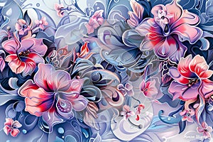 Pastel Floral Vector Design photo